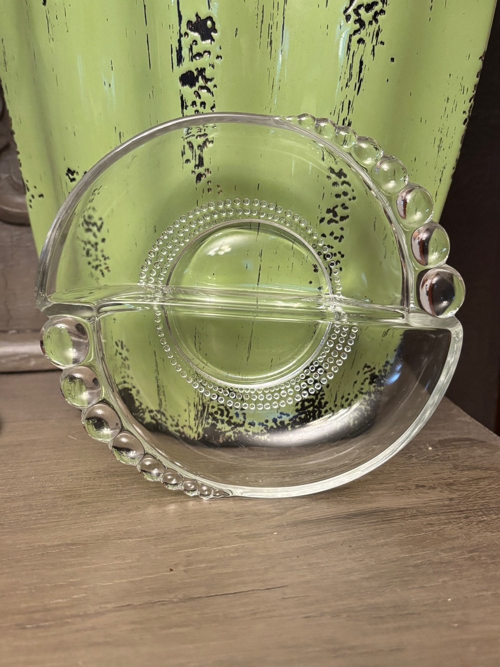 Vintage 1950’s Duncan & Miller Teardeop Divided Dish with Bubble rim